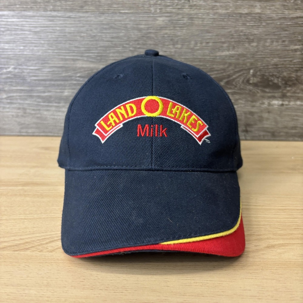 Land O Lakes Hat Cap Strap Back Navy Red Embroidered Advertising Dairy Milk Mens